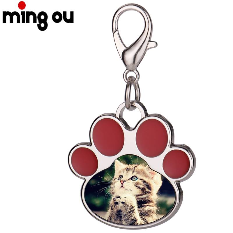 Personalized Dog Name Engraved Sublimation Photo Id Tags,For Dog Collar Anti-lost Paw Shape Print Pet Nameplate Pendant